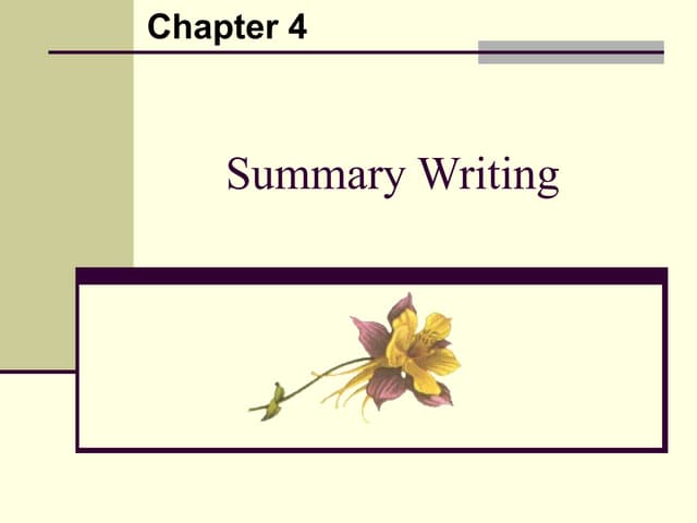 Writing An Effective Summary