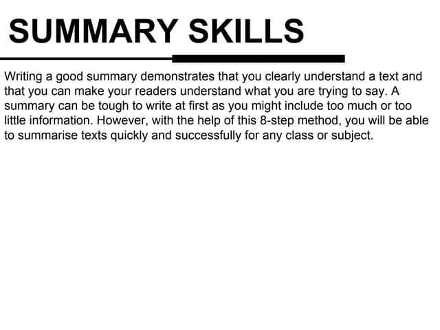 Summary Writing Skills
