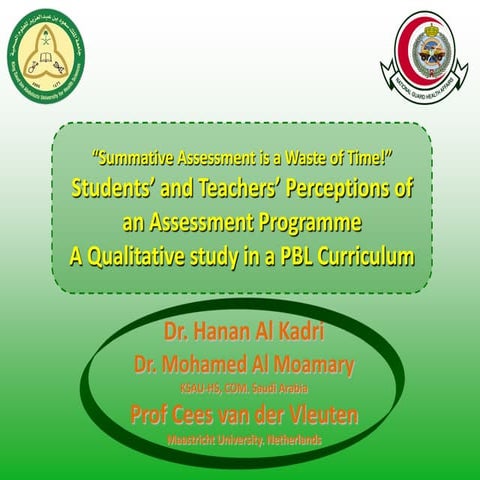 “Summative Assessment is a Waste of Time!”Students’ and Teachers’ Perception...