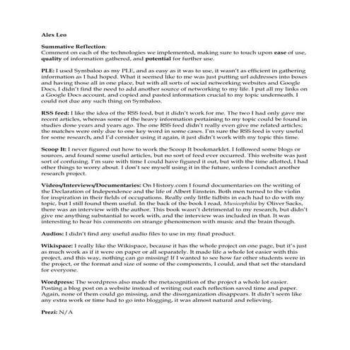 Summative reflection | PDF