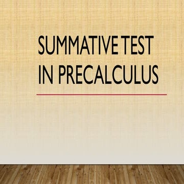 SUMMATIVE TEST IN PRECALCULUS - Analytic geometry | PPTX
