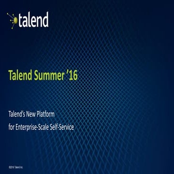 Talend Summer 16 launch présentation: Open Data Preparation for Everyone 