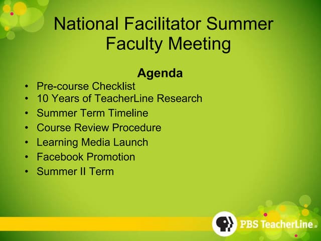 Summer2011 faculty meeting