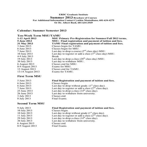 Summer 2013 brochure