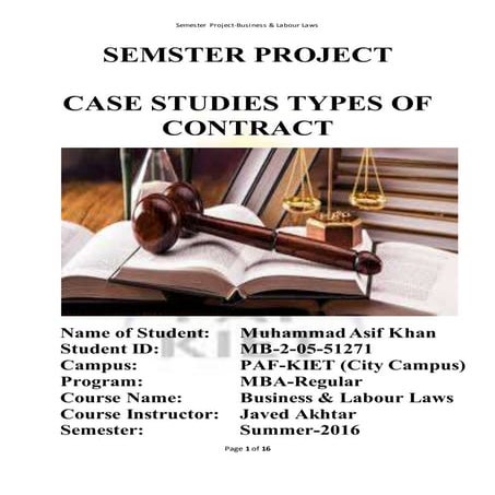 Case Studies-Types of Business Contract