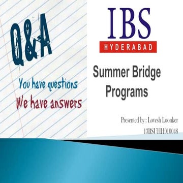 Summer bridge programs or Bridge Programs