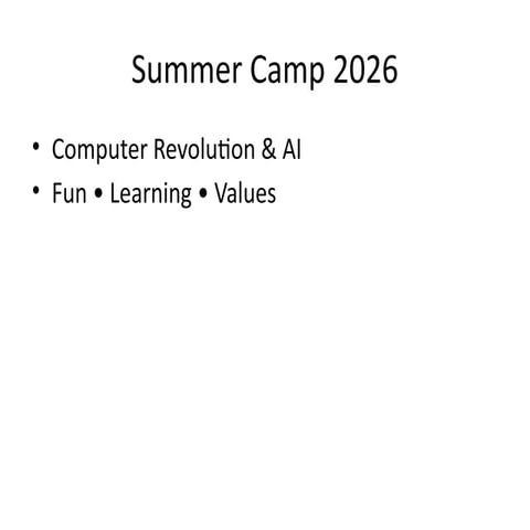 Exploring the Computer Revolution and AI at Summer Camp 2026 | PPTX