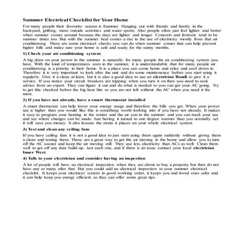 Summer electrical checklist for your home