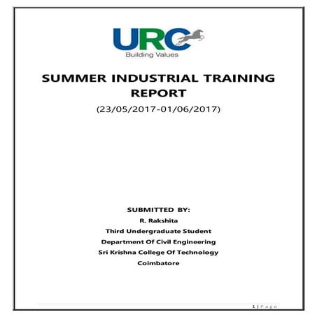 Civil-Report on industrial training at URCC