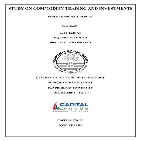 Summer intern Project "Study on Commodity Trading and Investments"