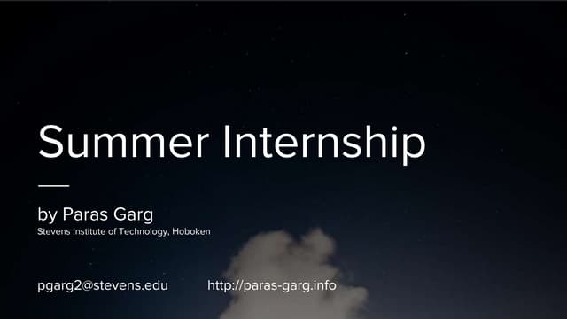 Summer Internship (Presentation)