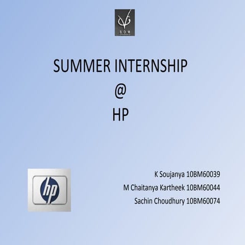 Summer internship presentation @ hp