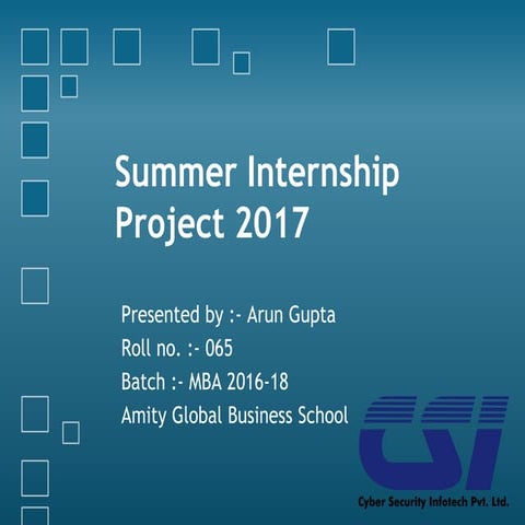 Summer Internship Project PPT