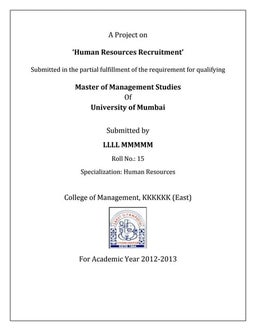 Summer internship project hr mba mms | PDF
