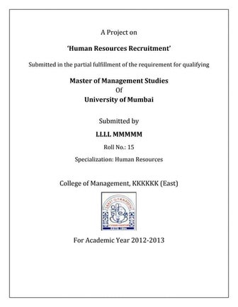 Summer internship project hr mba mms