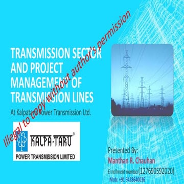 Transmission Sector & Project Management of Transmission Lines