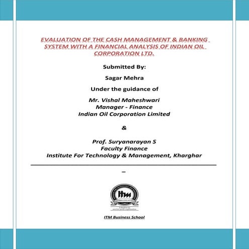 IOCL summer internship report