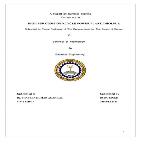 Summer internship report of DCCPP