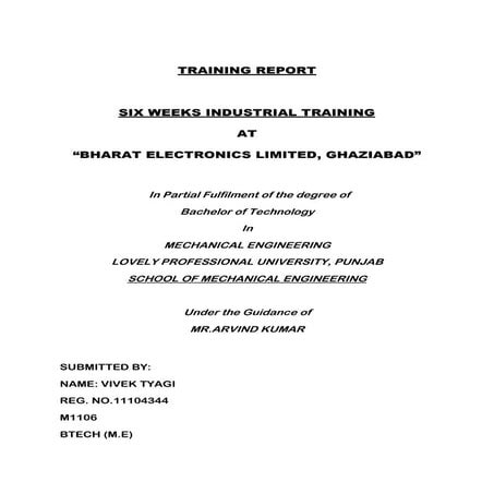 SUMMER INTERNSHIP REPORT BEL GHAZIABAD