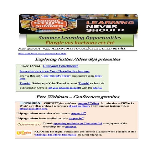 Summer learning apprendre au soleil