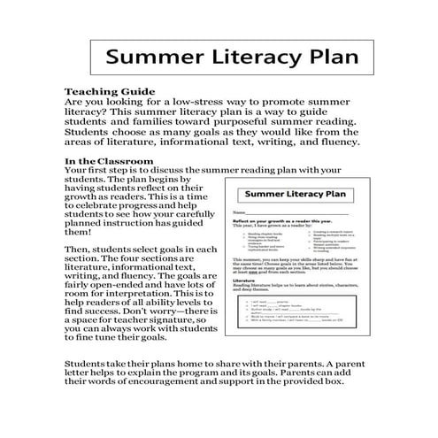 Summer Literacy Plan