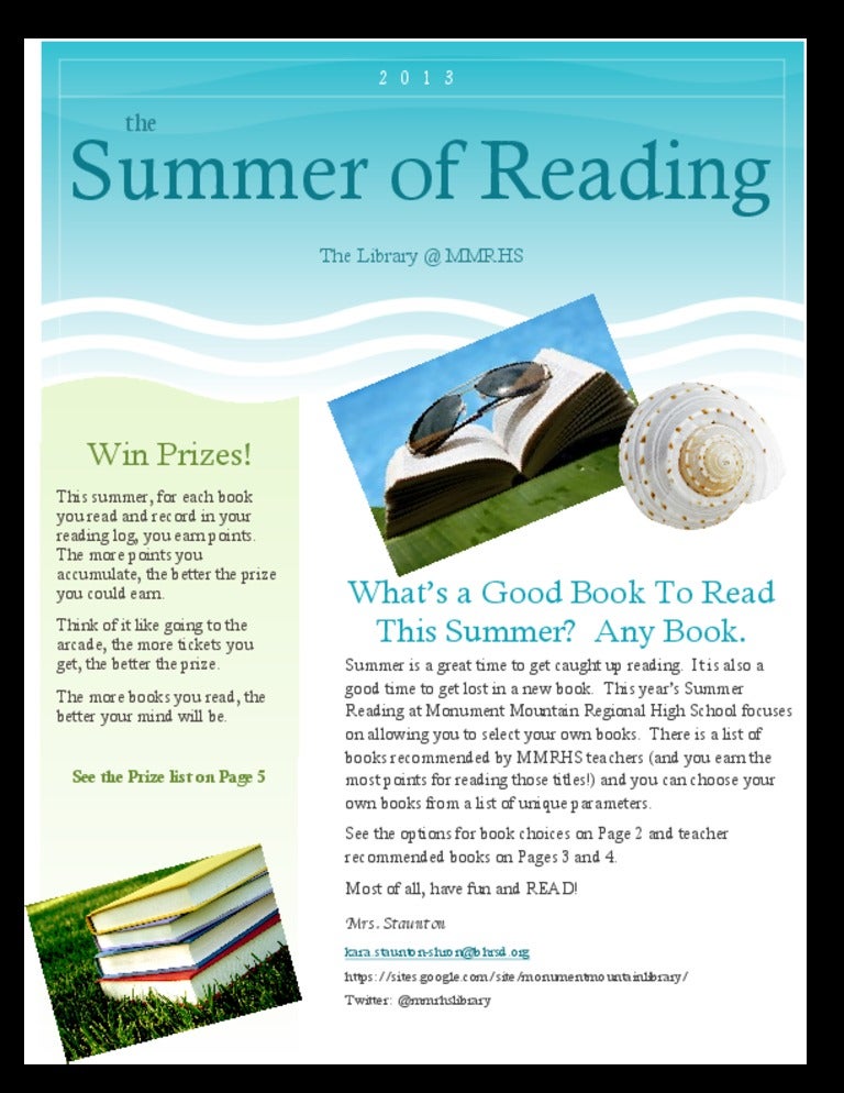 Summer reading newsletter