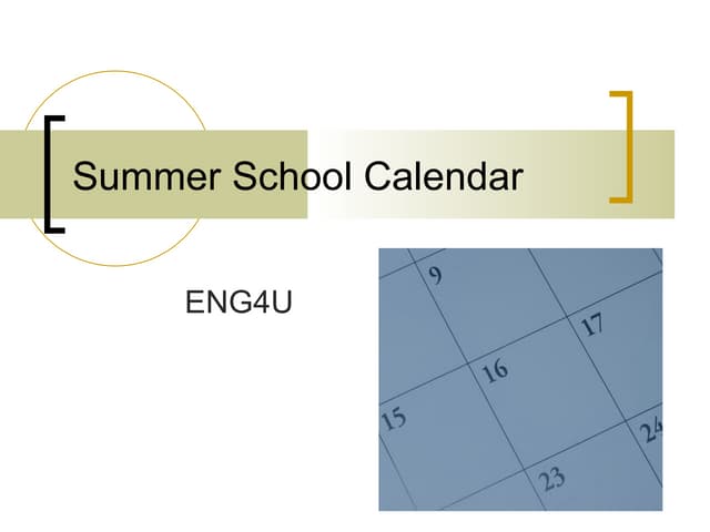 Summer school calendar