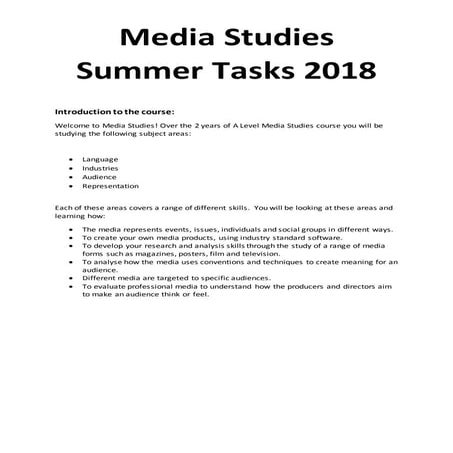 Summer tasks 2018