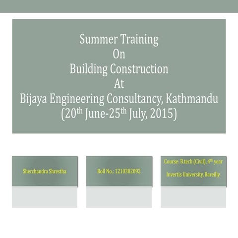 Summer training on Building Construction 