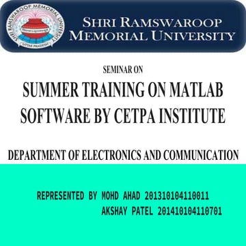 Summer training on matlab