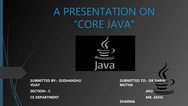 Summer training presentation on "CORE JAVA".