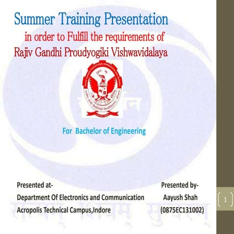 Doordarshan Indore,Summer Training ppt