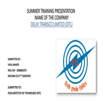SUMMER TRAINING PRESENTATION new.pdf for eng | PDF