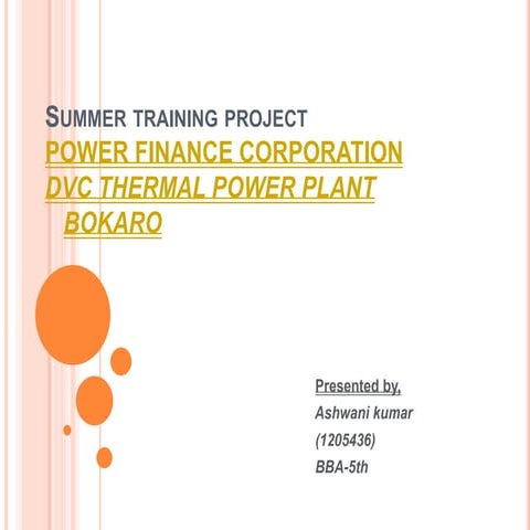 Summer training project on DVC power plant | PPTX