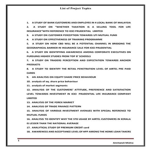 Summer training projects titles