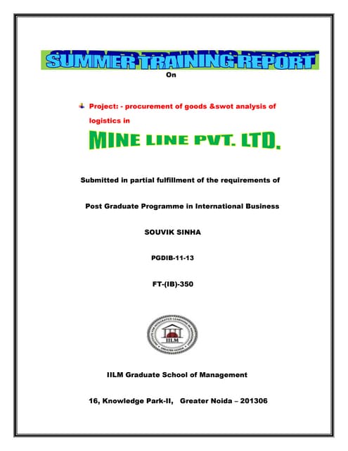 Summer training report