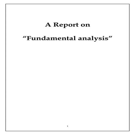 Summer Training Report on Fundamental Analysis