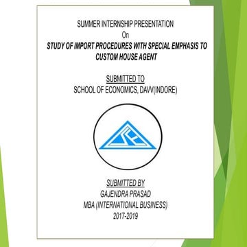 summer internship on import procedure