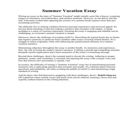 Summer Vacation Essay