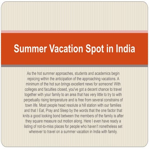 Summer vacation spot in india