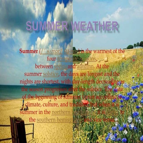 Activities in season in summers and other seasons | PPTX