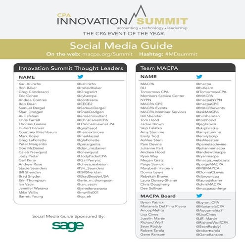 CPA Innovation Summit - Social Media Guide