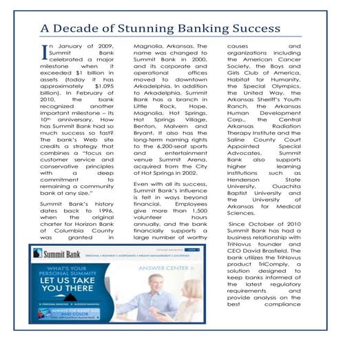 Summit Bank Article