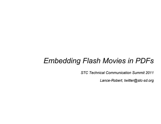 Embedding Flash Movies in PDFs for STC11