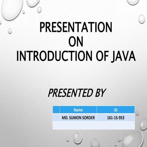 INTRODUCTION OF JAVA | PPTX | Programming Languages | Computing