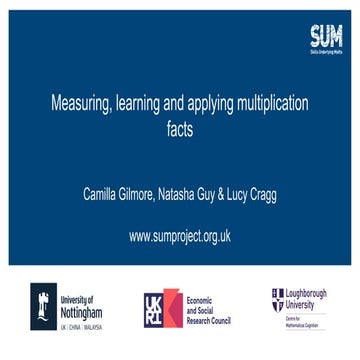 Measuring, learning and applying multiplication facts. | PDF