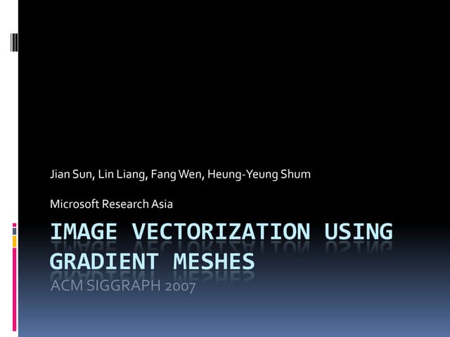 study Image Vectorization using Optimized Gradeint Meshes