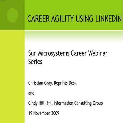 Sun Career Agility E Portfolios Linked In Nov2009