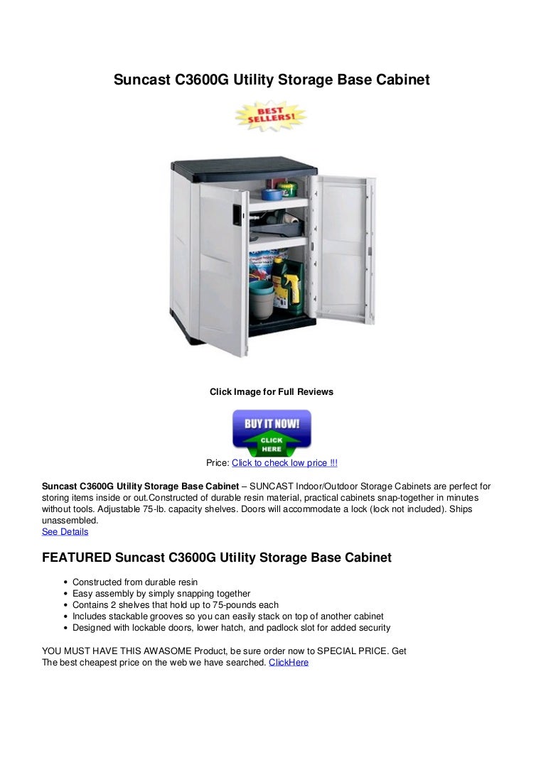 Suncast C3600 G Utility Storage Base Cabinet