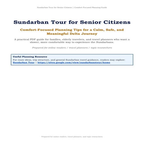 Comfort-Focused Sundarban Tour Planning Guide for Senior Citizens | PDF